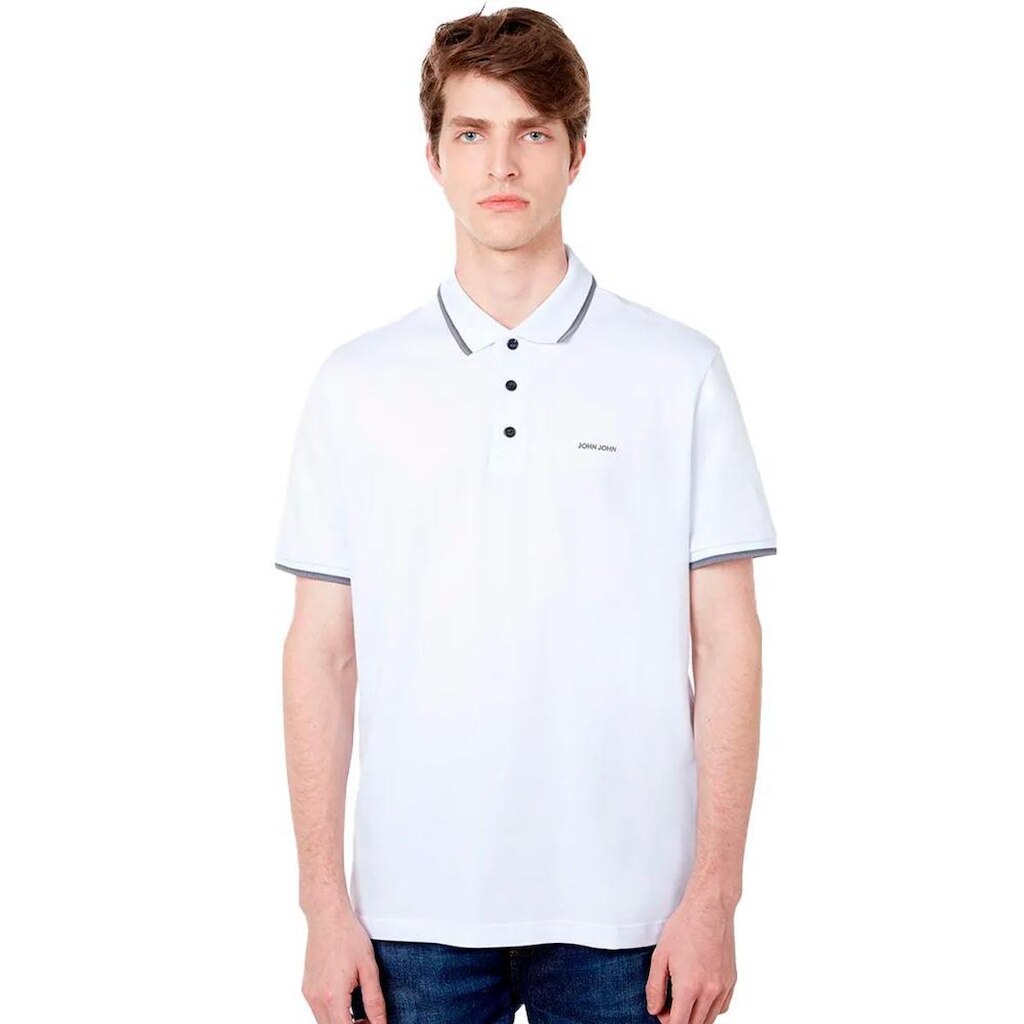 Camisa Polo John John Relaxed 2 Lines In24 Branco Masculino
