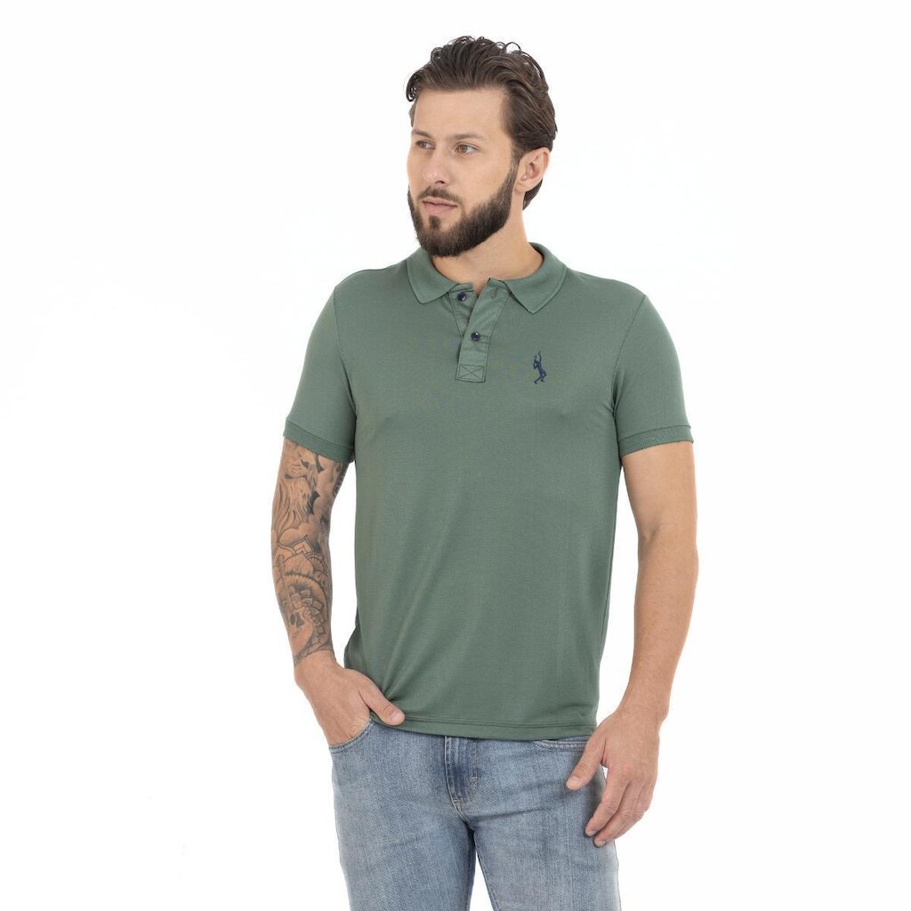Camisa Polo John Pull Masculina Slim Casual Piquet Viscose