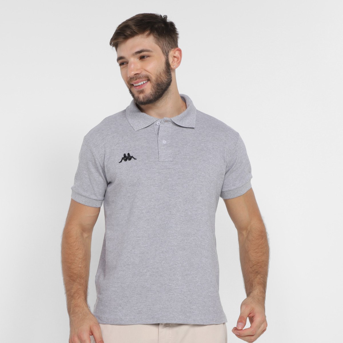 Camisa Polo Kappa Essential Sport Masculina - Mescla Menor preço em Camisa Polo Kappa Essential Sport Masculina - Mescla