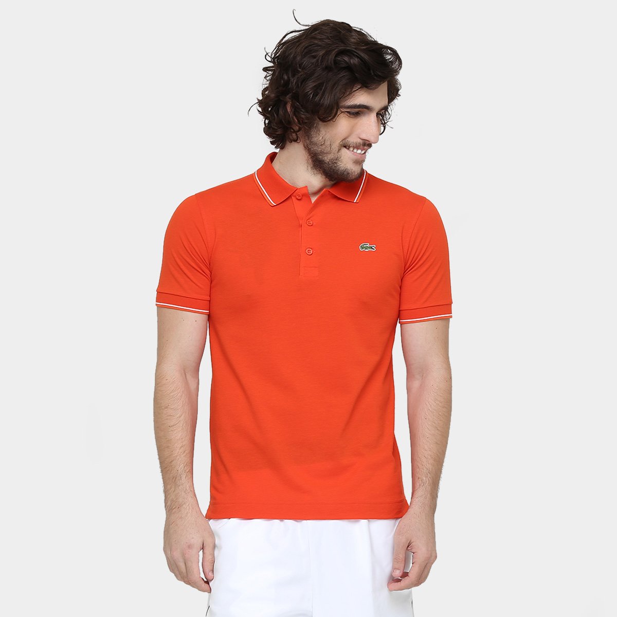 Camisa Polo Lacoste Básica Masculina - Laranja Menor preço em Camisa Polo Lacoste Básica Masculina - Laranja