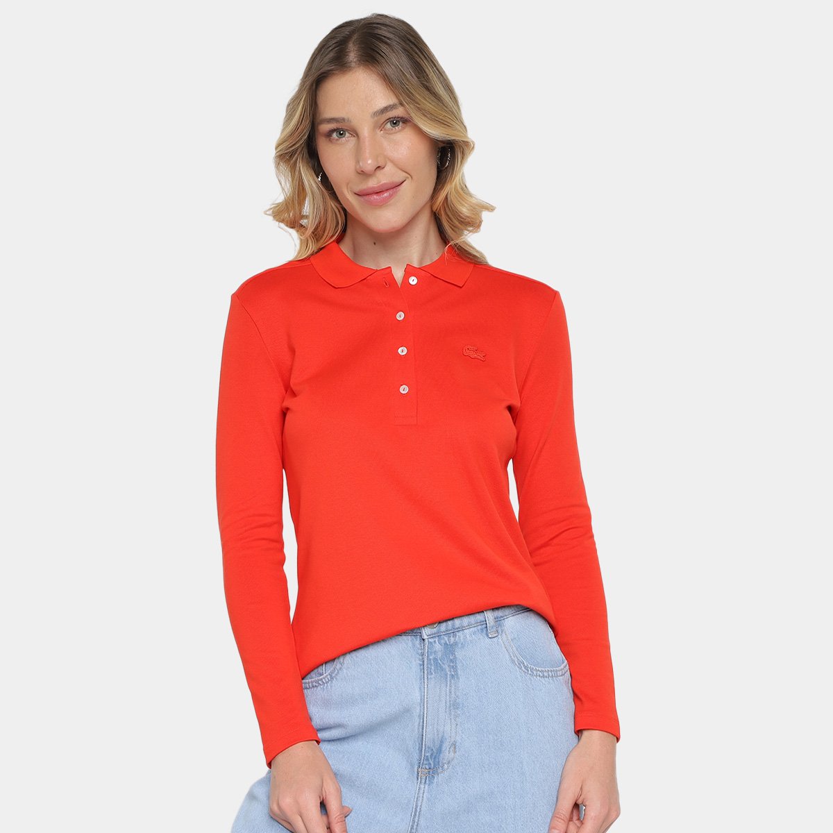 Cotton Pique Polo Lacoste Manga Longa Playera De Manga Larga De