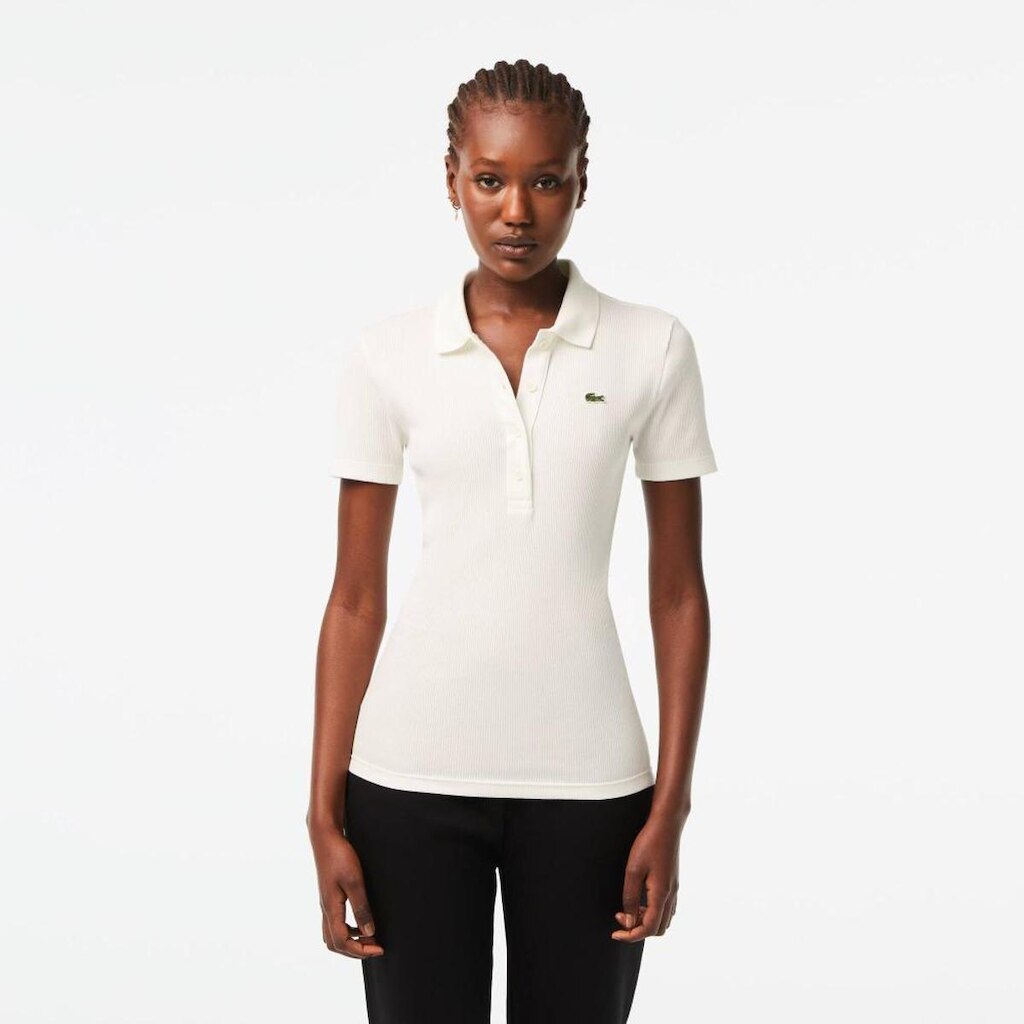 Camisa Polo Lacoste Slim Fit L.12.D em Algodão Canelado Feminina