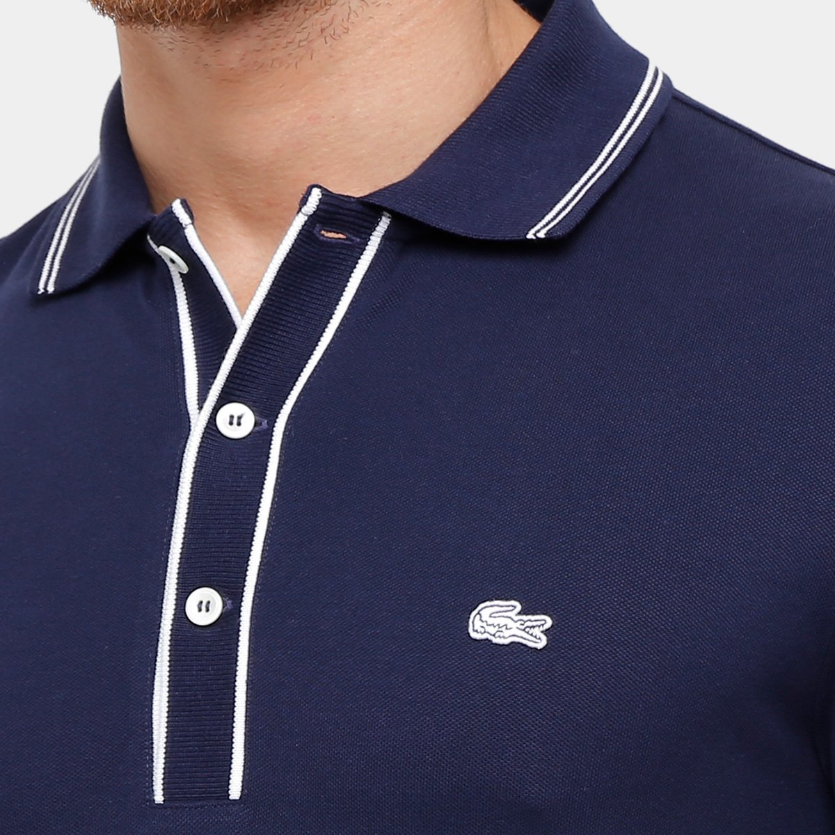 camisa da lacoste azul escuro