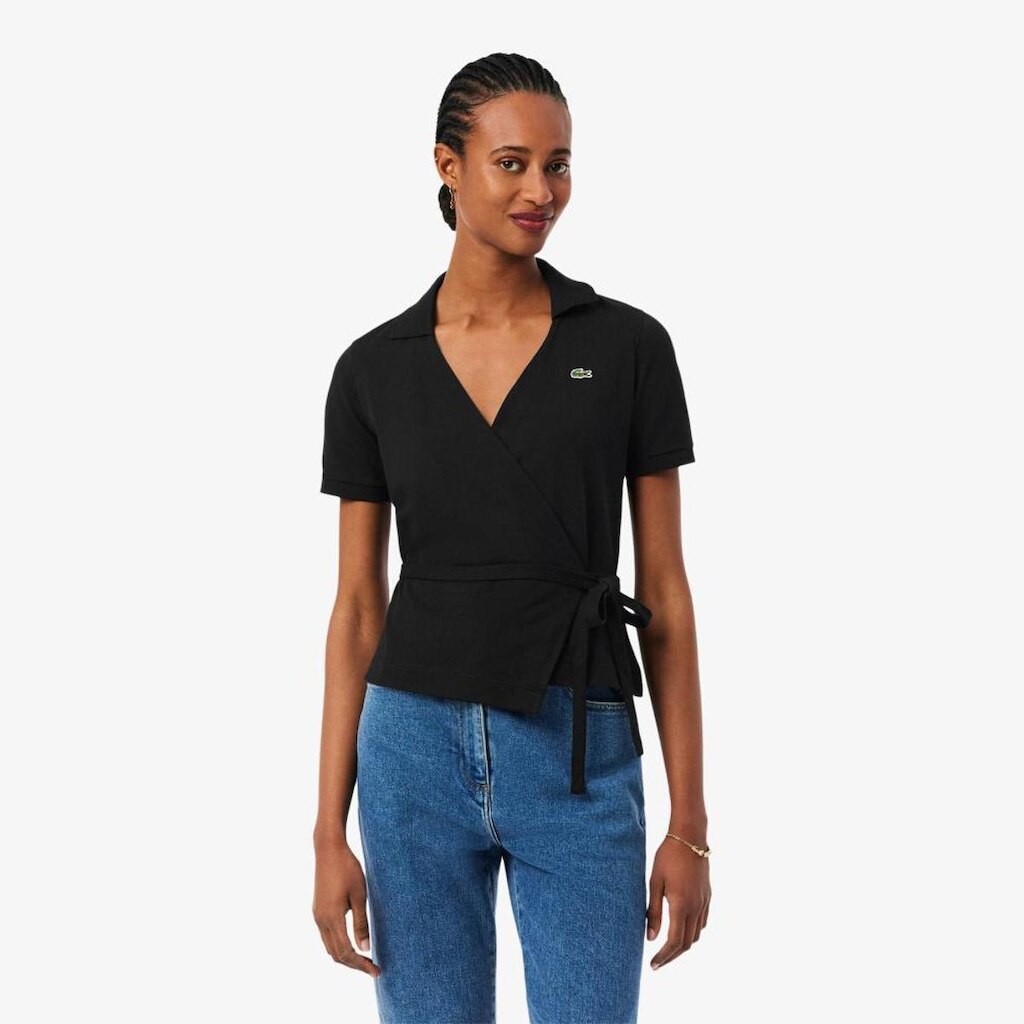Camisa Polo Lacoste Wrap Mini Piqué Stretch Feminina