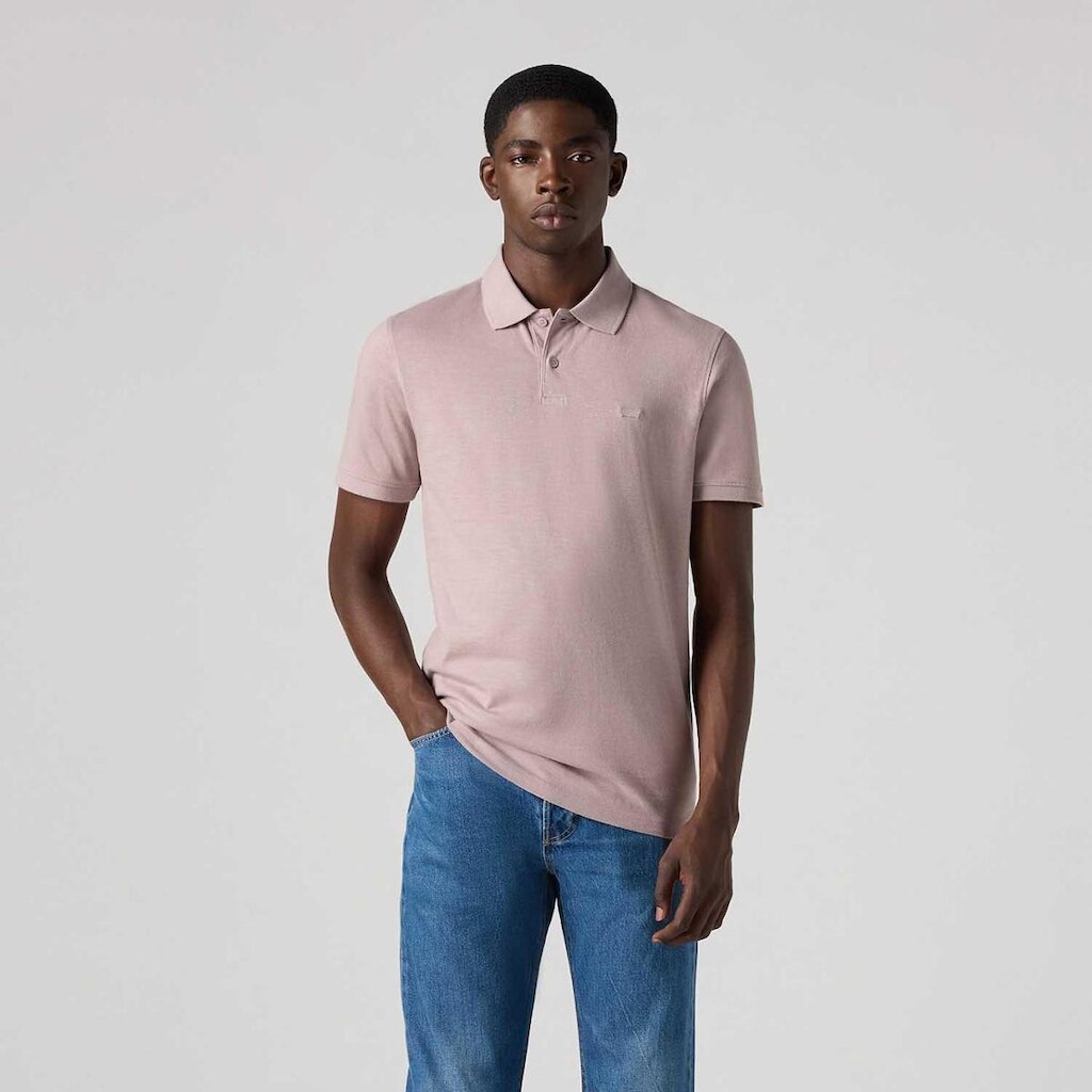 Camisa Polo Levi's Slim Housemark Rosa Claro Manga Curta Masculina