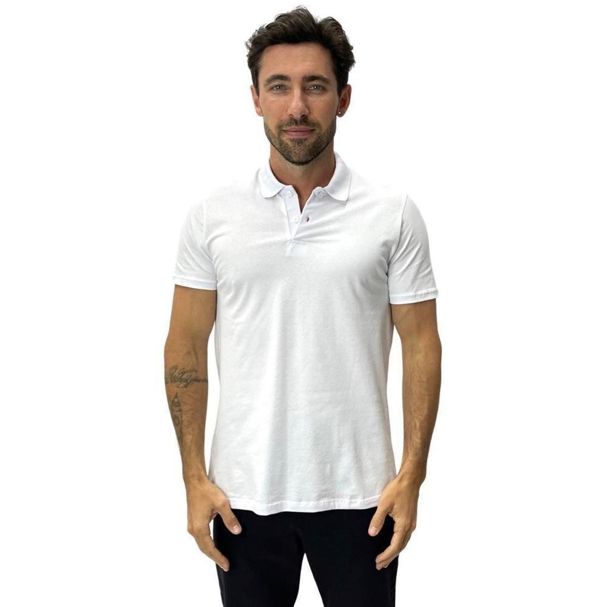 Camisa Polo Malwee Casual Manga Curta - Branco Menor preço em Camisa Polo Malwee Casual Manga Curta - Branco