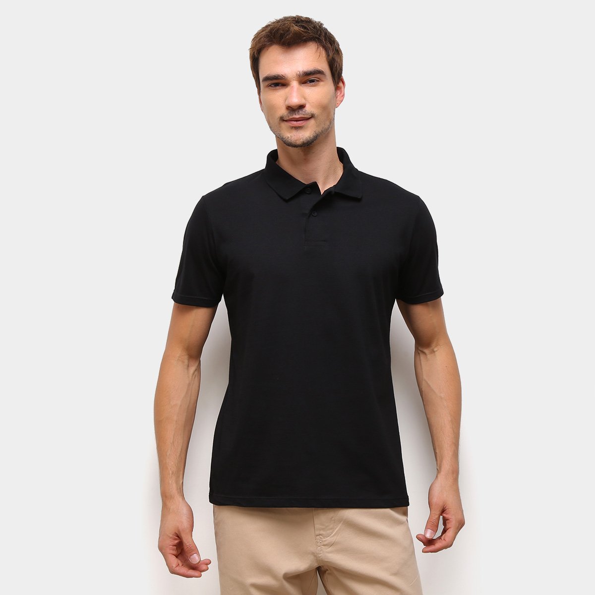 Camisa Polo Malwee Lisa Masculina - Preto Menor preço em Camisa Polo Malwee Lisa Masculina - Preto