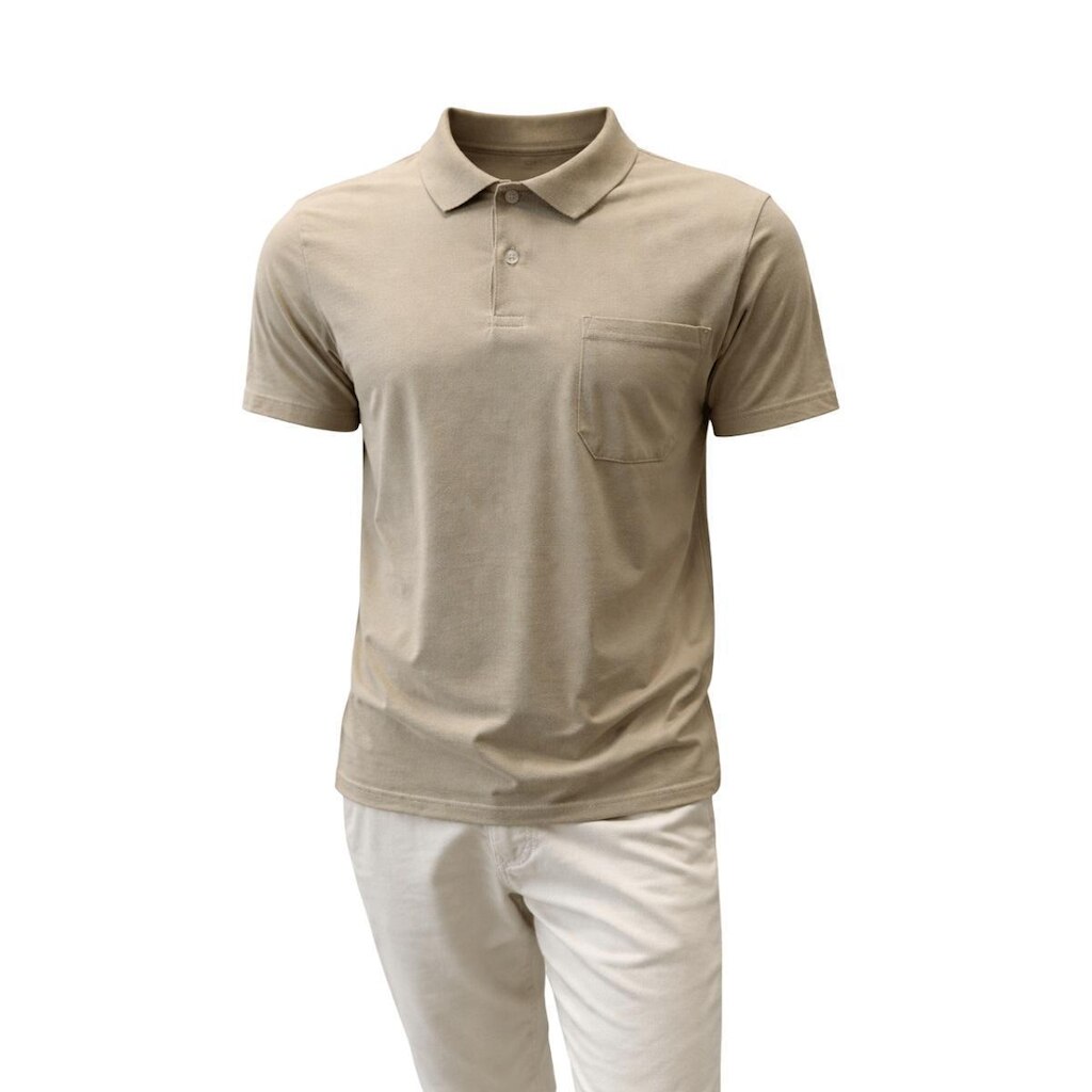 Camisa Polo Manga Curta Masculina Slim Fico Bege