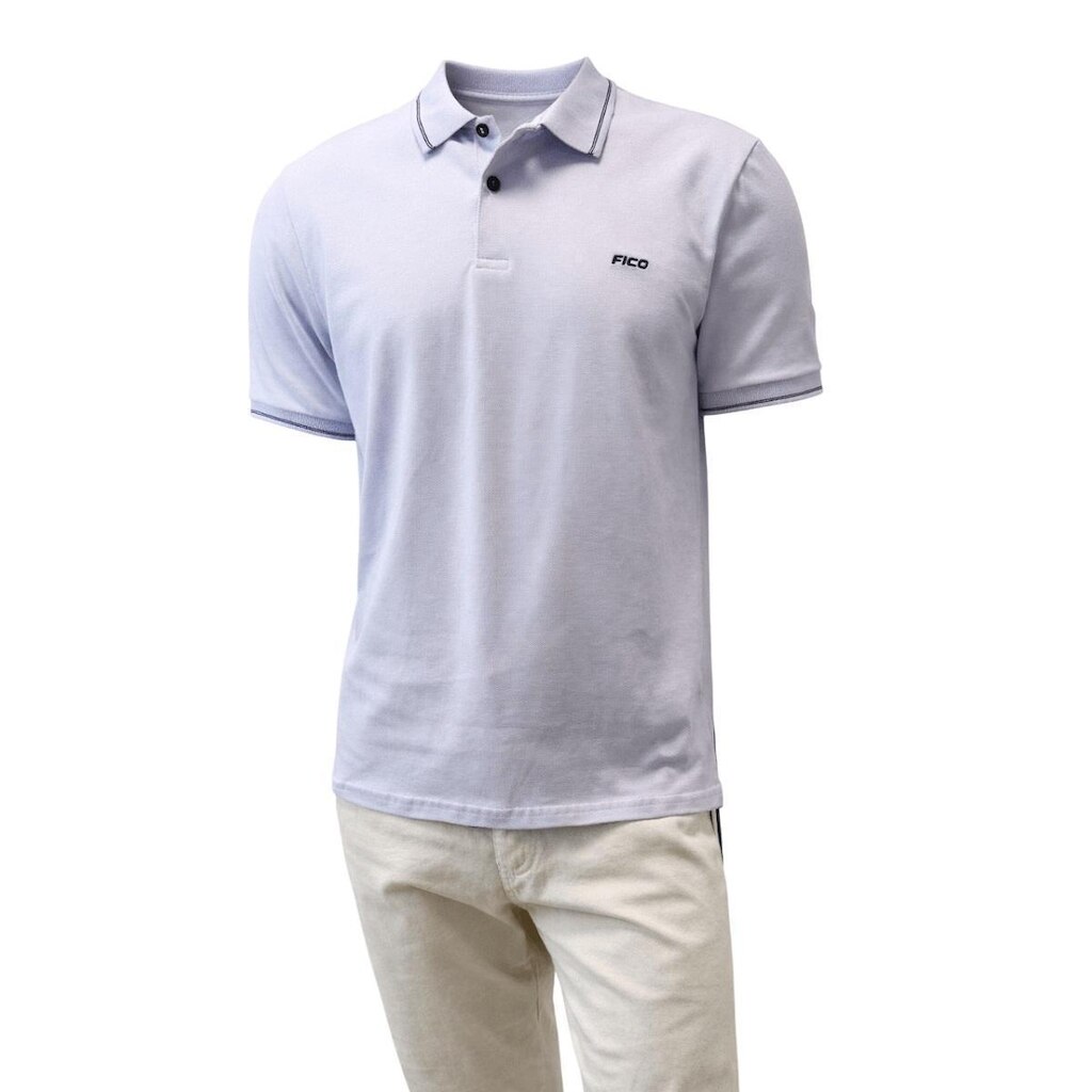 Camisa Polo Manga Curta Masculina Slim Fico Branco