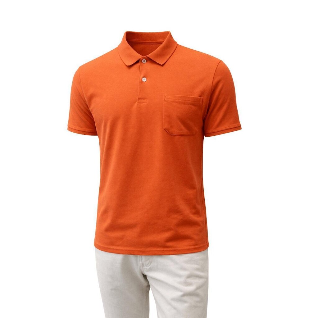 Camisa Polo Manga Curta Masculina Slim Fico Laranja