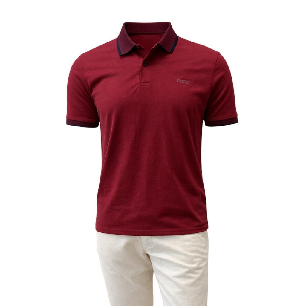 Camisa Polo Manga Curta Masculina Slim Fico Vinho