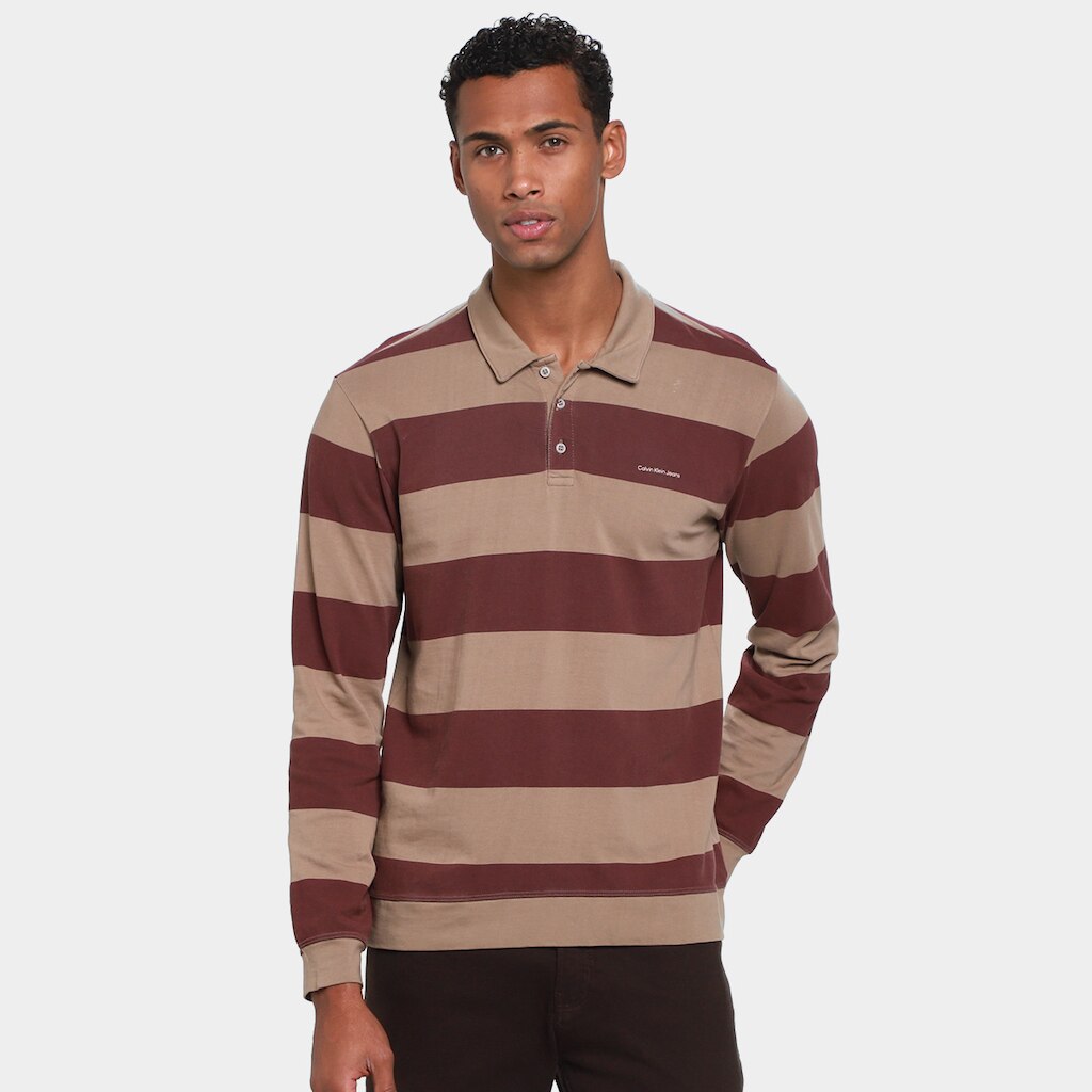 Camisa Polo Manga Longa Calvin Klein Rugby Masculina