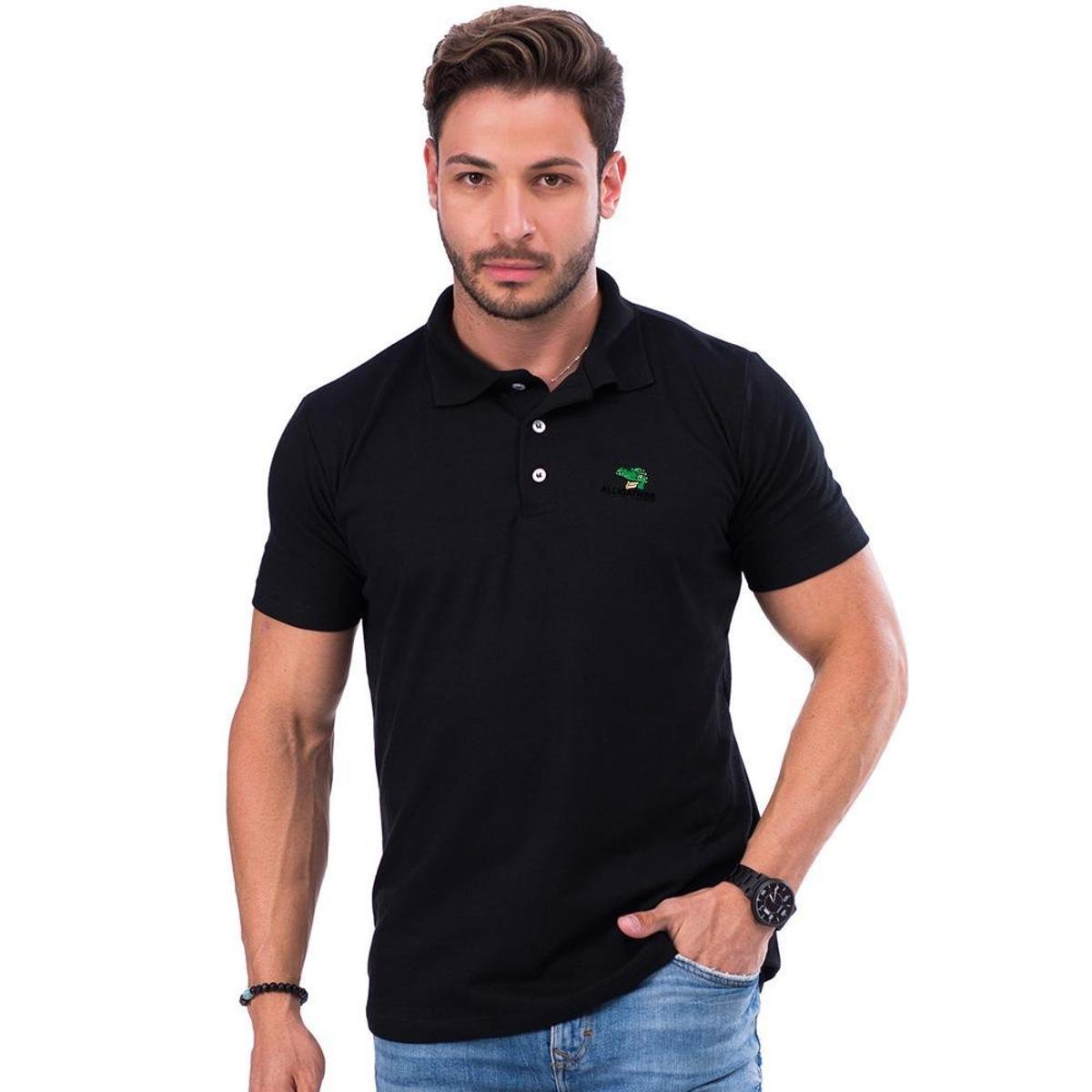 Camisa Polo Masculina Alligathor by Oilec Sports - Preto Menor preço em Camisa Polo Masculina Alligathor by Oilec Sports - Preto