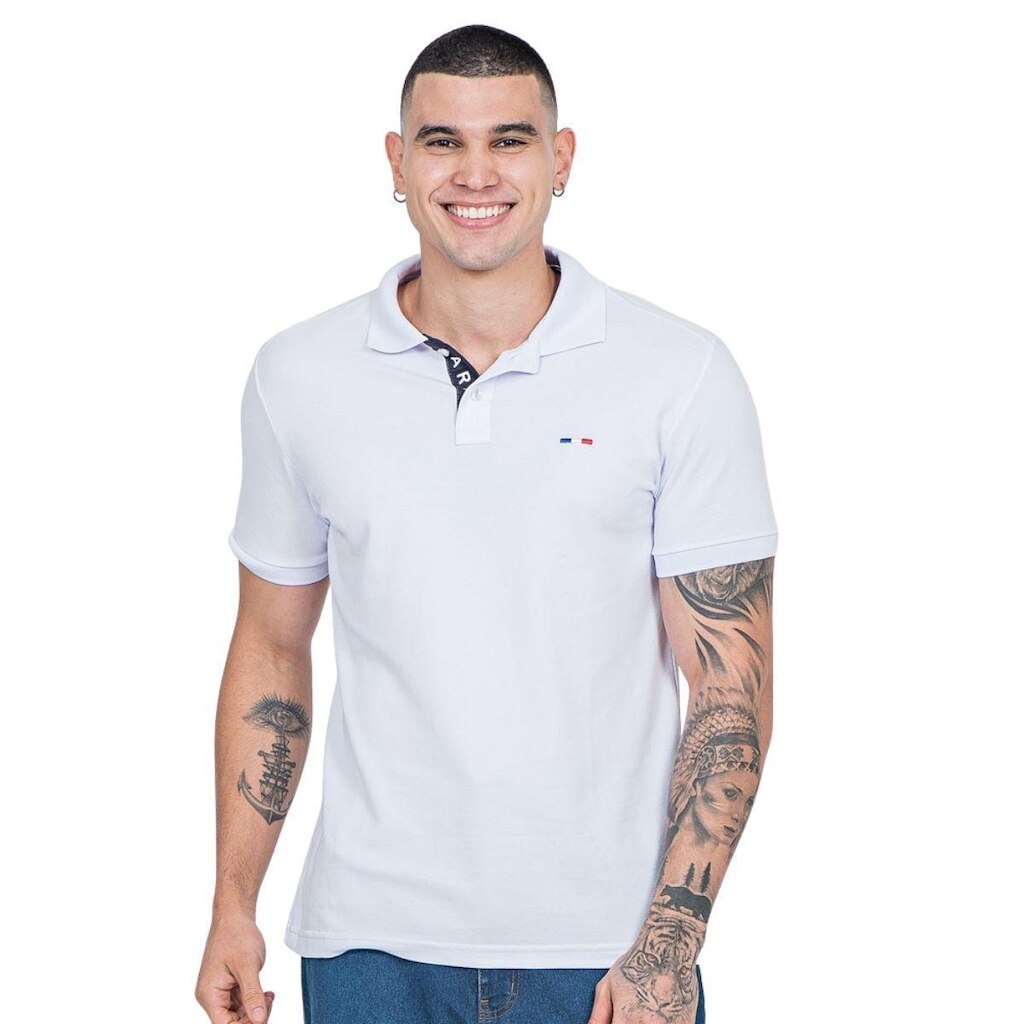 Camisa Polo Masculina Básica Industrie Piquet no Estilo Clássico Bordado França