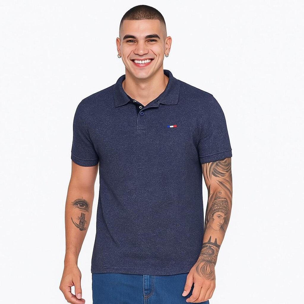 Camisa Polo Masculina Básica Industrie Piquet no Estilo Tommy Bordado França