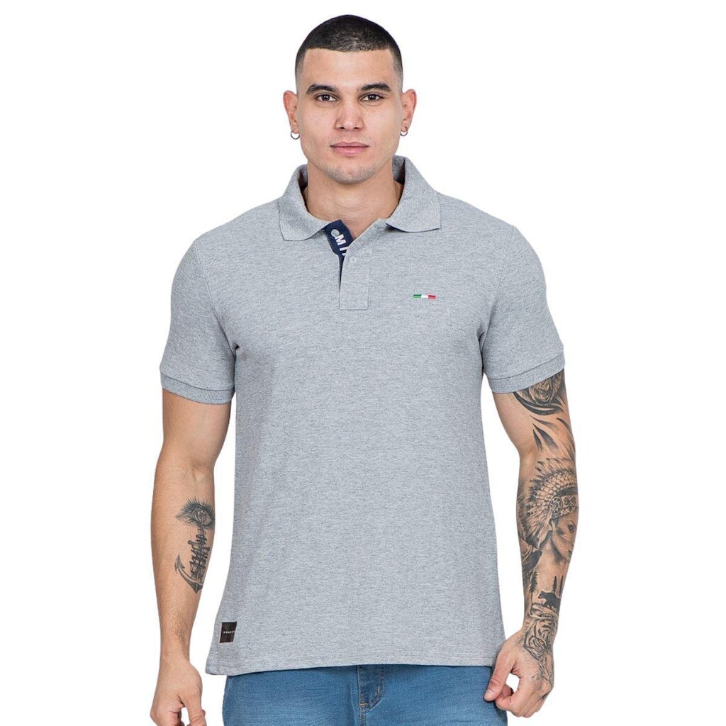 Camisa Polo Masculina Básica Industrie Piquet no Estilo Tommy Bordado Itália