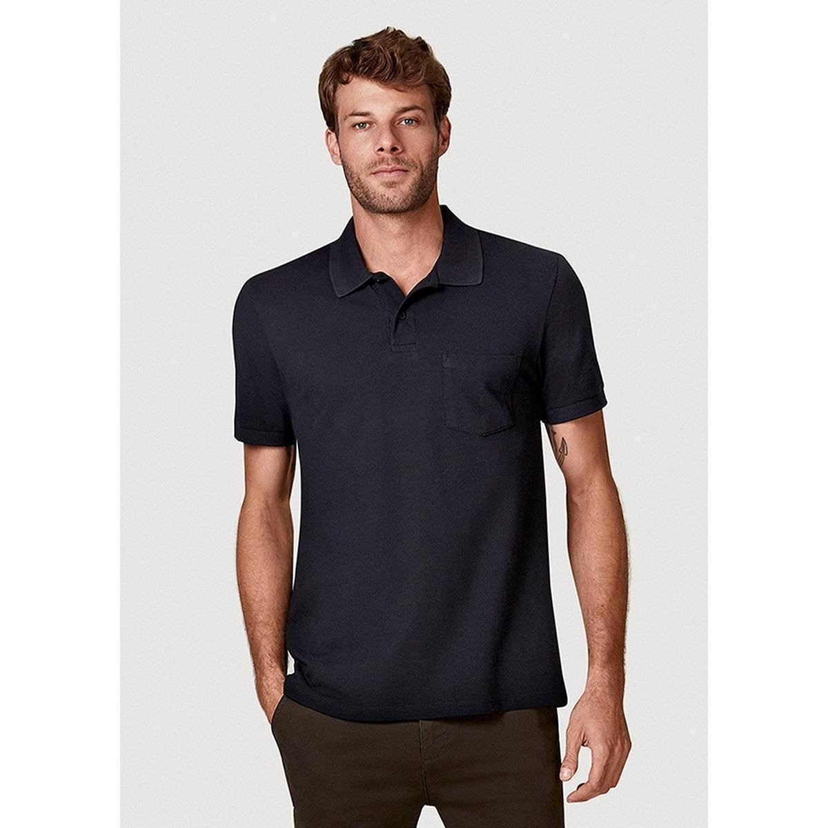 Camisa Polo Masculina Básica Regular com Bolso Frontal - 3M2ANATEN4 - Preto Menor preço em Camisa Polo Masculina Básica Regular com Bolso Frontal - 3M2ANATEN4 - Preto