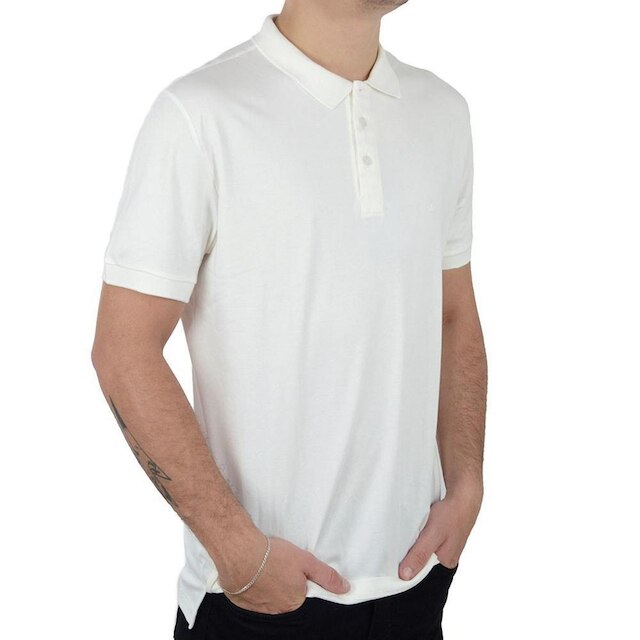 Camisa Polo Masculina Docthos Slim Algodão Pima Off White