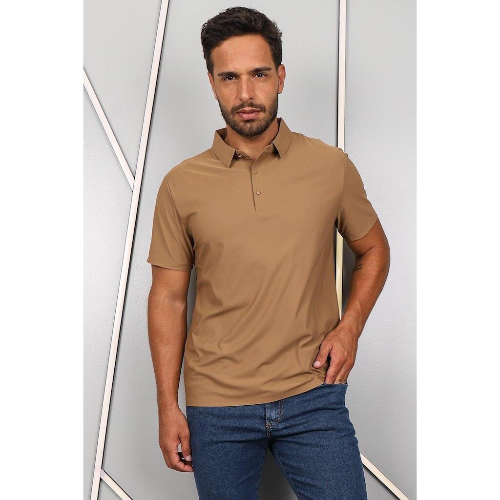 Camisa Polo Masculina Dry Tech Costura Laser Manga Curta Respirável Proteção UV Conforto Fitness