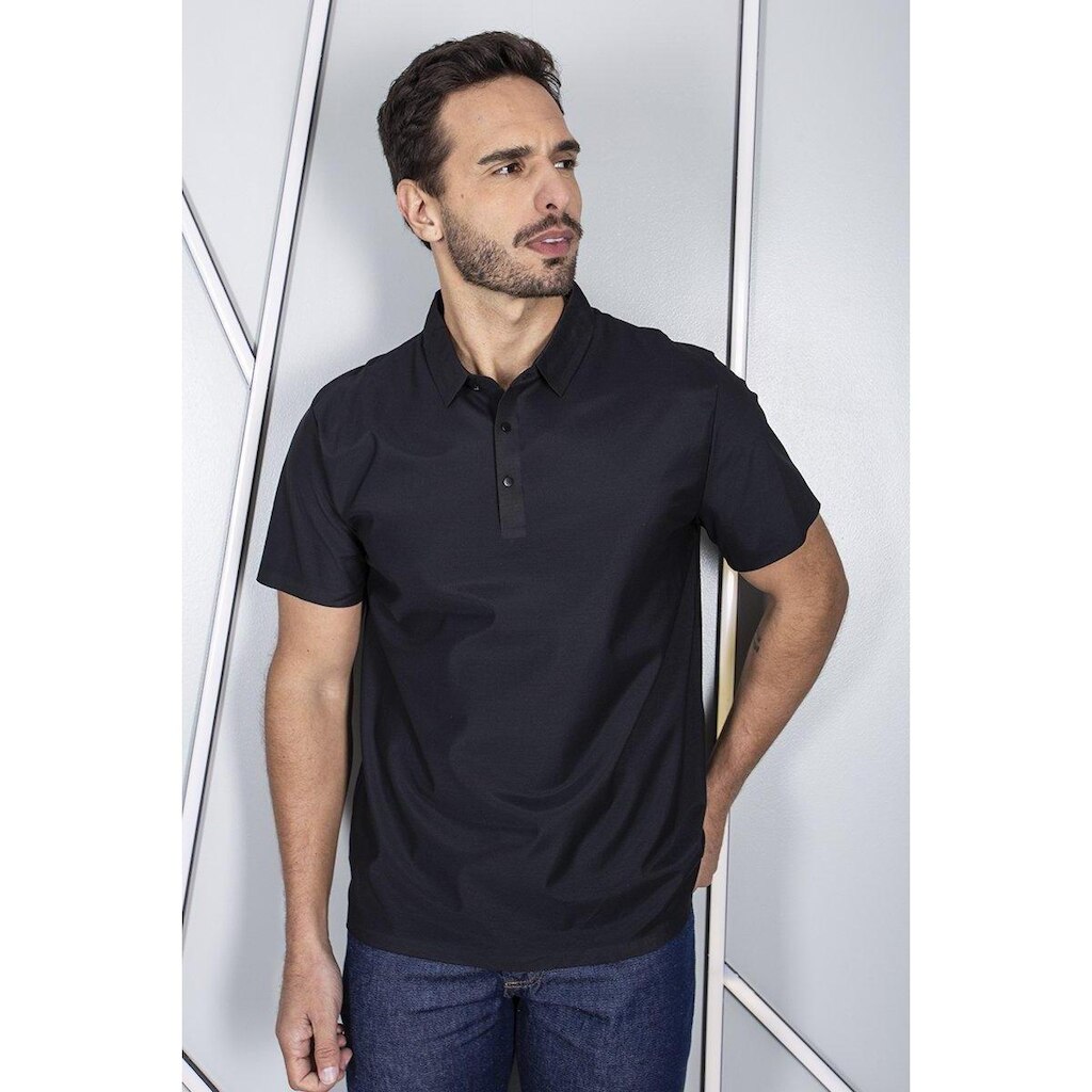 Camisa Polo Masculina Dry Tech Costura Laser Manga Curta Respirável Proteção UV Conforto Fitness