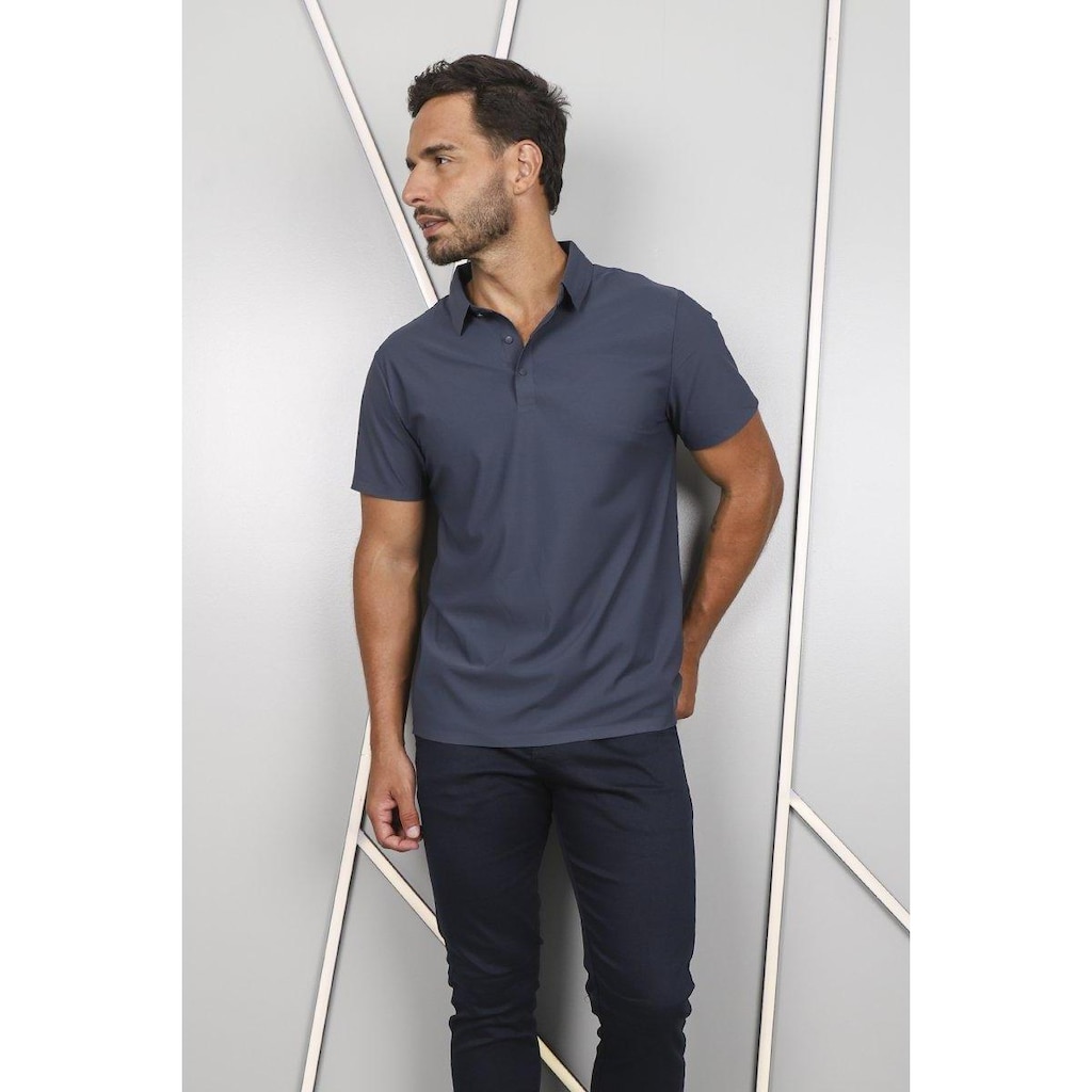 Camisa Polo Masculina Dry Tech Costura Laser Manga Curta Respirável Proteção UV Conforto Fitness