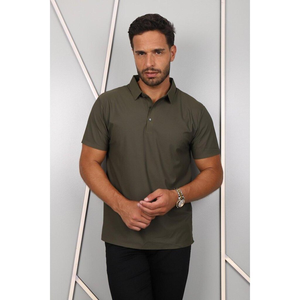 Camisa Polo Masculina Dry Tech Costura Laser Manga Curta Respirável Proteção UV Conforto Fitness