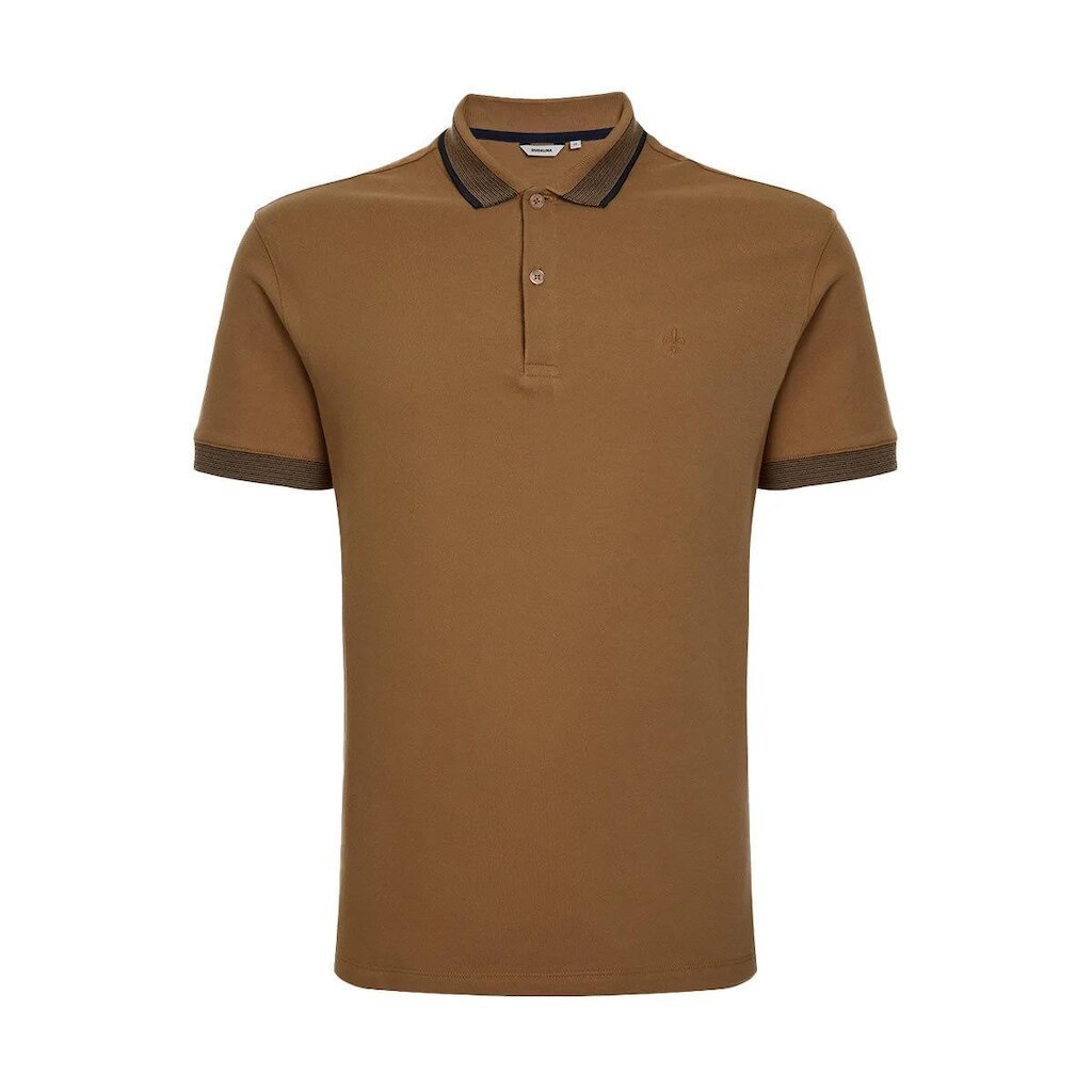 Camisa Polo Masculina Dudalina MC Mini Strips Marrom - 77430