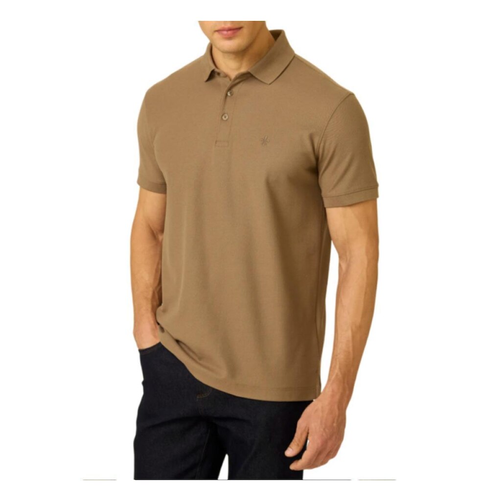 Camisa Polo Masculina Dudalina Pima Bege Médio - 7743090