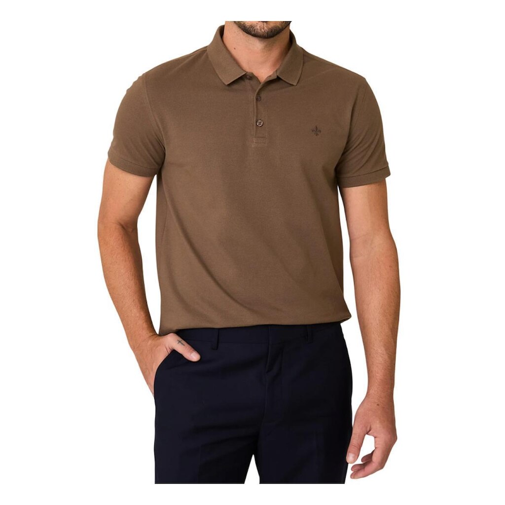 Camisa Polo Masculina Dudalina Pima Marrom Médio - 7743101