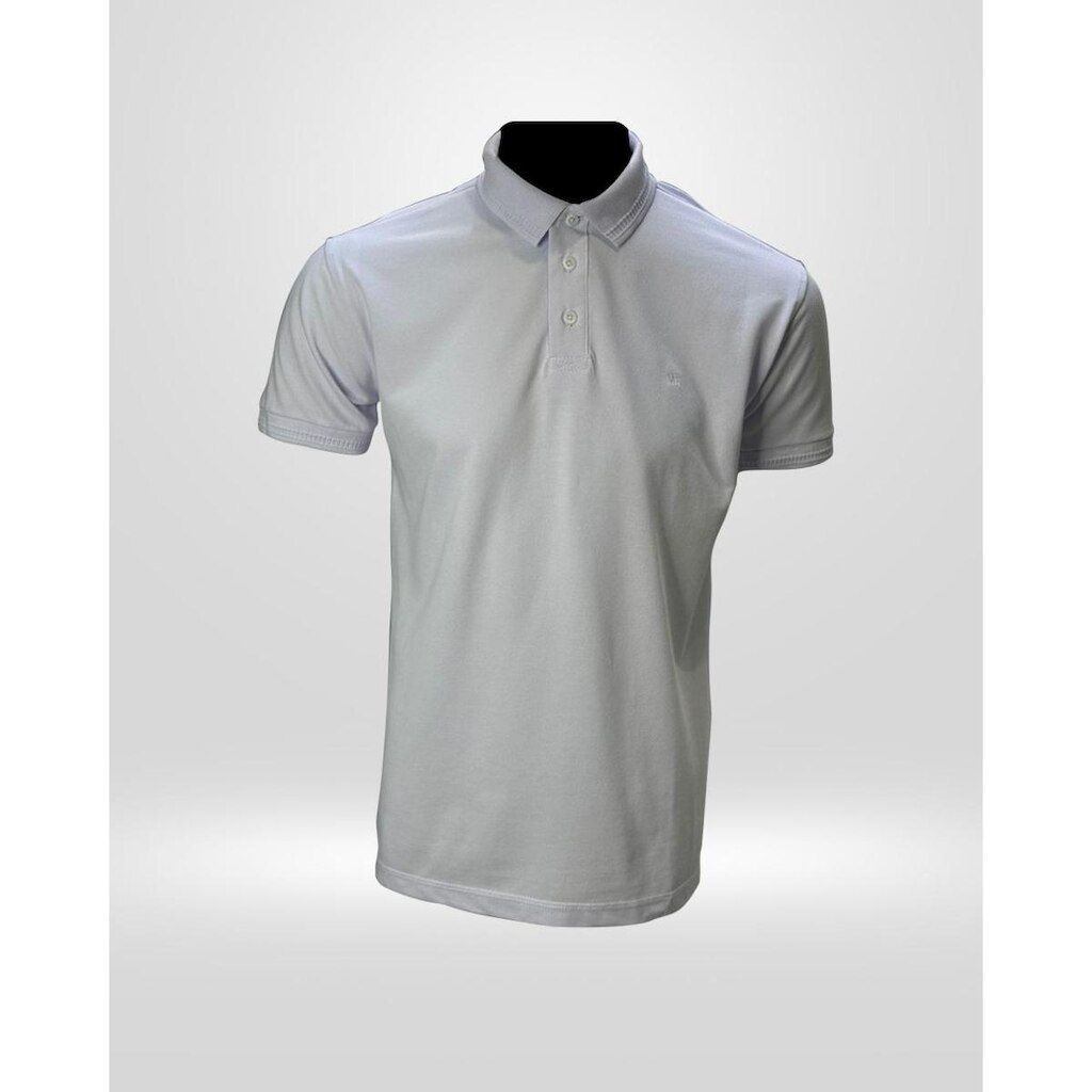 Camisa Polo Masculina Gola Crochê Branca