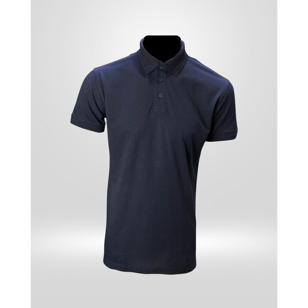 Camisa Polo Masculina Gola Crochê Marinho Noite