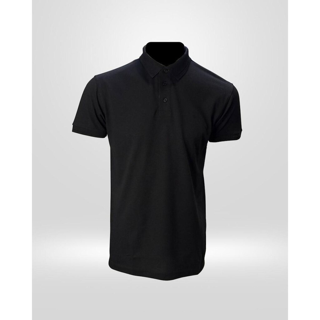 Camisa Polo Masculina Gola Crochê Preta