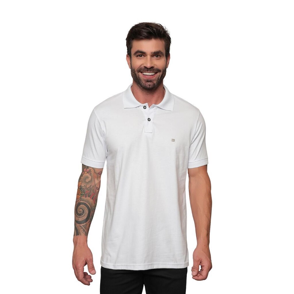 Camisa Pólo Masculina Malha Diferenciada Algodão Slim Fit Casual