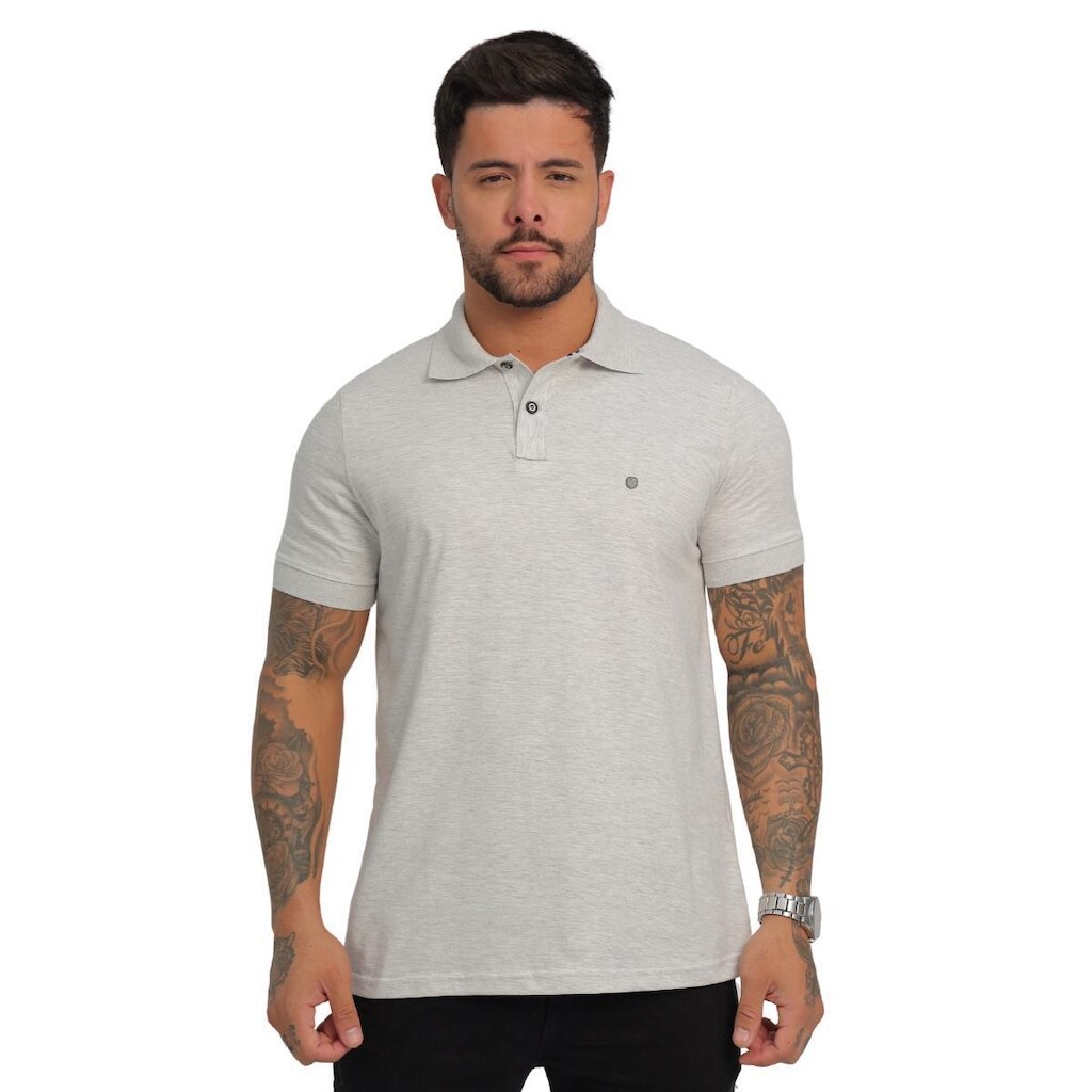 Camisa Pólo Masculina Malha Diferenciada Algodão Slim Fit Casual