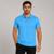 Camisa Polo Masculina Manga Curta Básica Lisa Malha Leve Respirável Casual Trabalho Uniforme Social - Azul