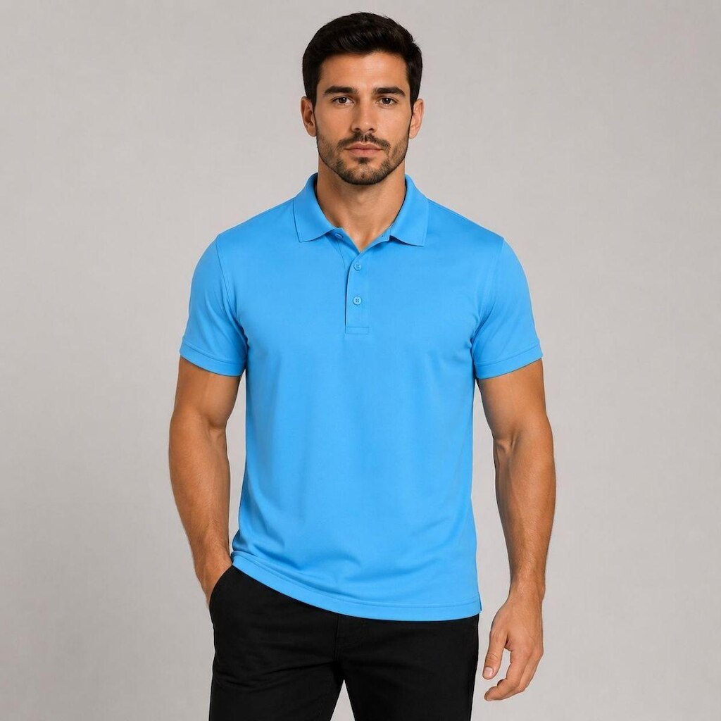 Camisa Polo Masculina Manga Curta Básica Lisa Malha Leve Respirável Casual Trabalho Uniforme Social