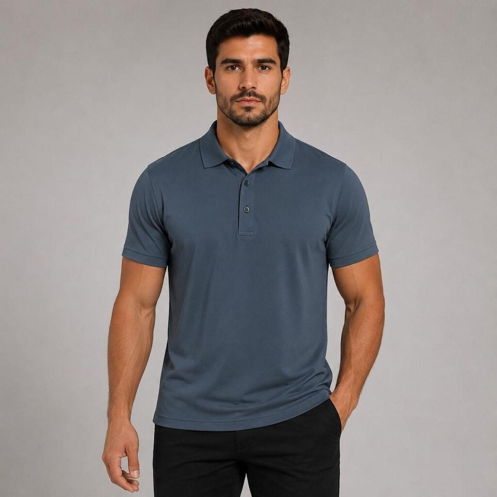 Camisa Polo Masculina Manga Curta Básica Lisa Malha Leve Respirável Casual Trabalho Uniforme Social