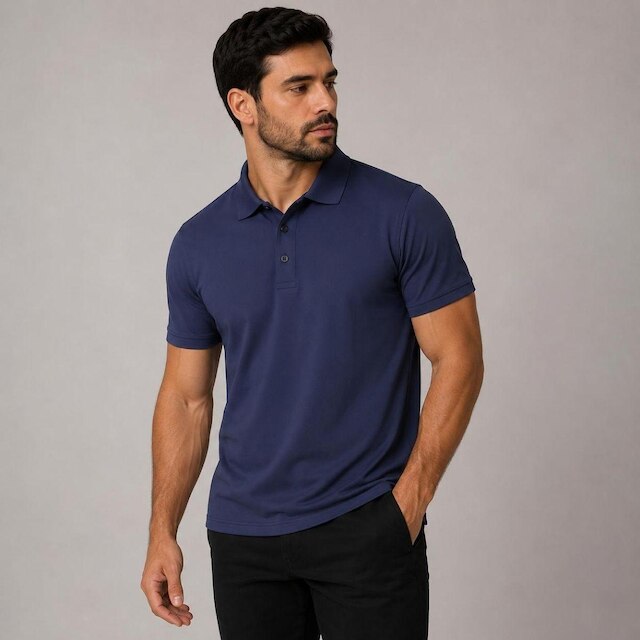 Camisa Polo Masculina Manga Curta Básica Lisa Malha Leve Respirável Casual Trabalho Uniforme Social
