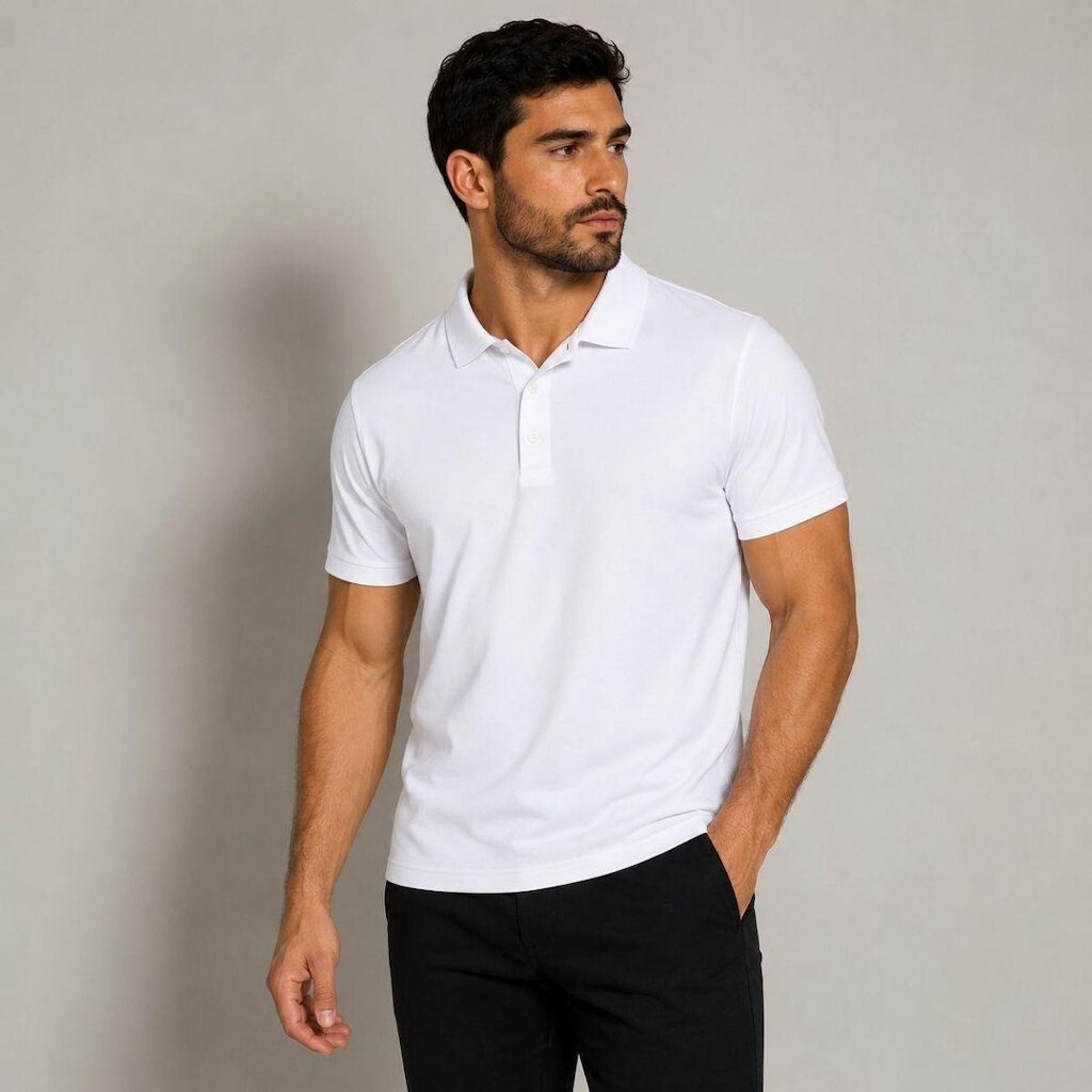 Camisa Polo Masculina Manga Curta Básica Lisa Malha Leve Respirável Casual Trabalho Uniforme Social