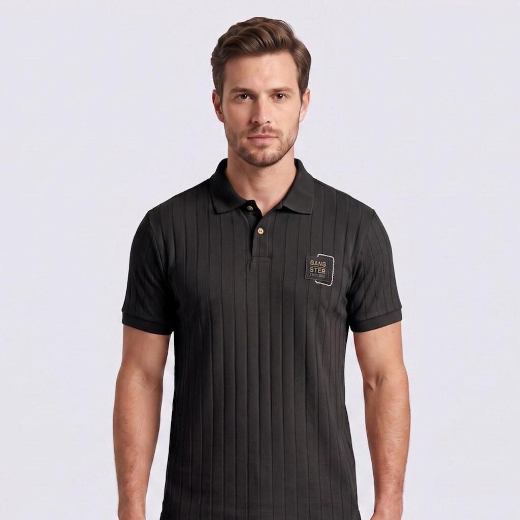 Camisa Polo Masculina Manga Curta Canelada Gangster