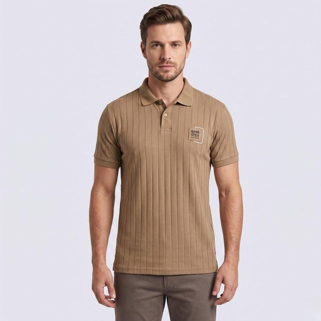 Camisa Polo Masculina Manga Curta Canelada Gangster