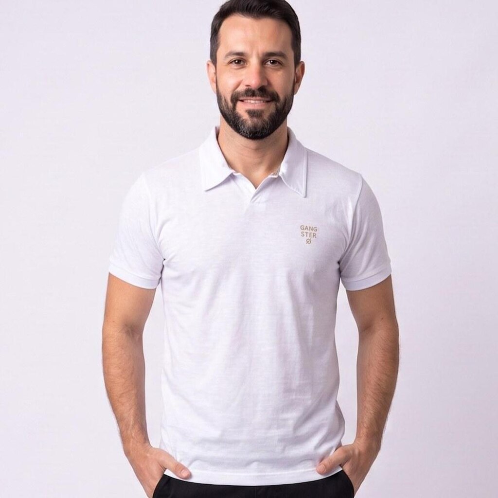 Camisa Polo Masculina Manga Curta Lisa Gangster