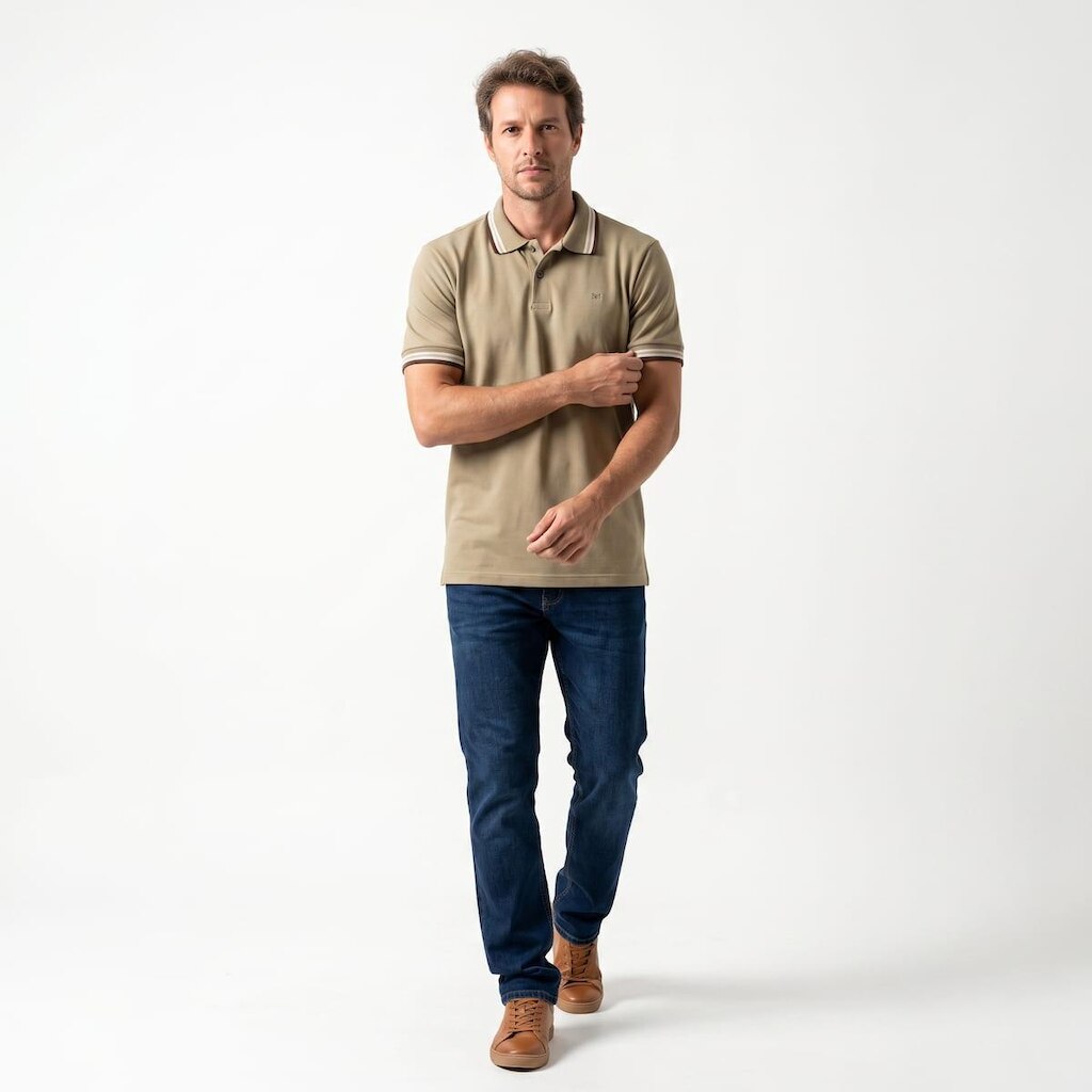 Camisa Polo Masculina MMT Caqui 541900