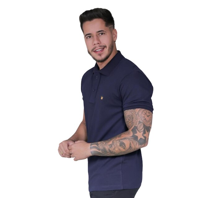 Camisa Polo Masculina Moda Social Casual Slim Manga Curta