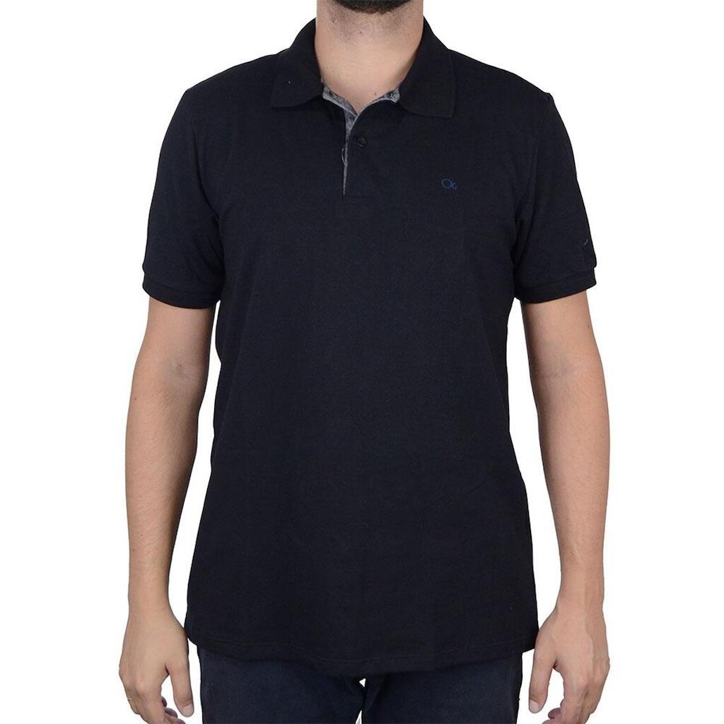 Camisa Polo Masculina Ogochi MC Essencial Slim Preta 007001