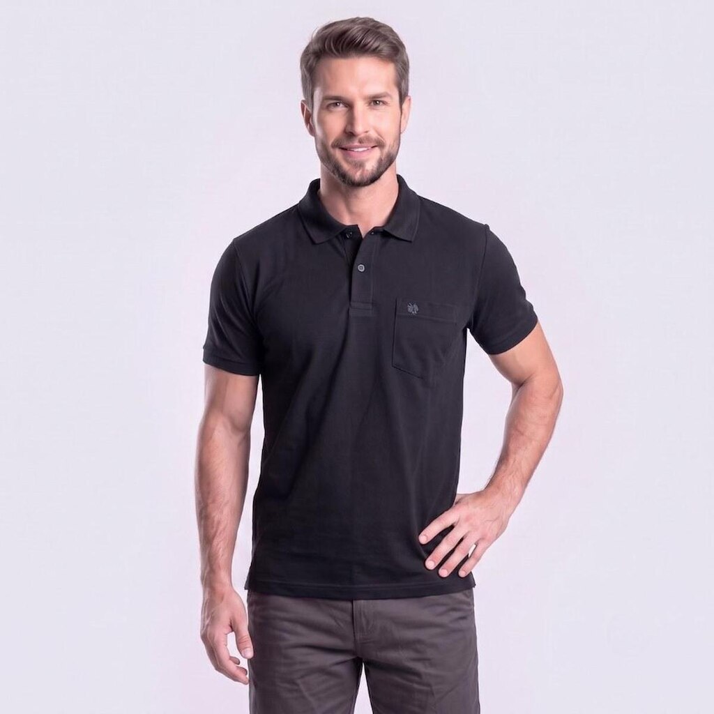 Camisa Polo Masculina Piquet Manga Curta Básica Mac Giant