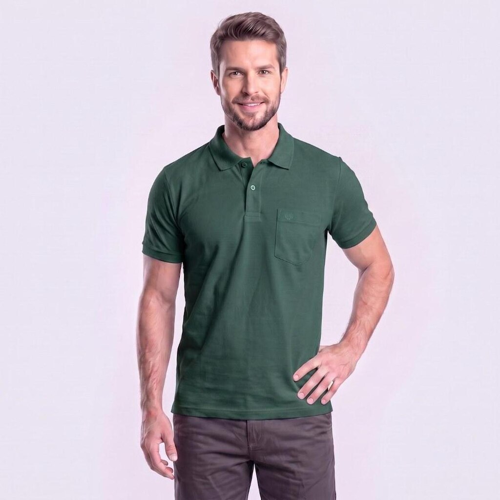 Camisa Polo Masculina Piquet Manga Curta Básica Mac Giant