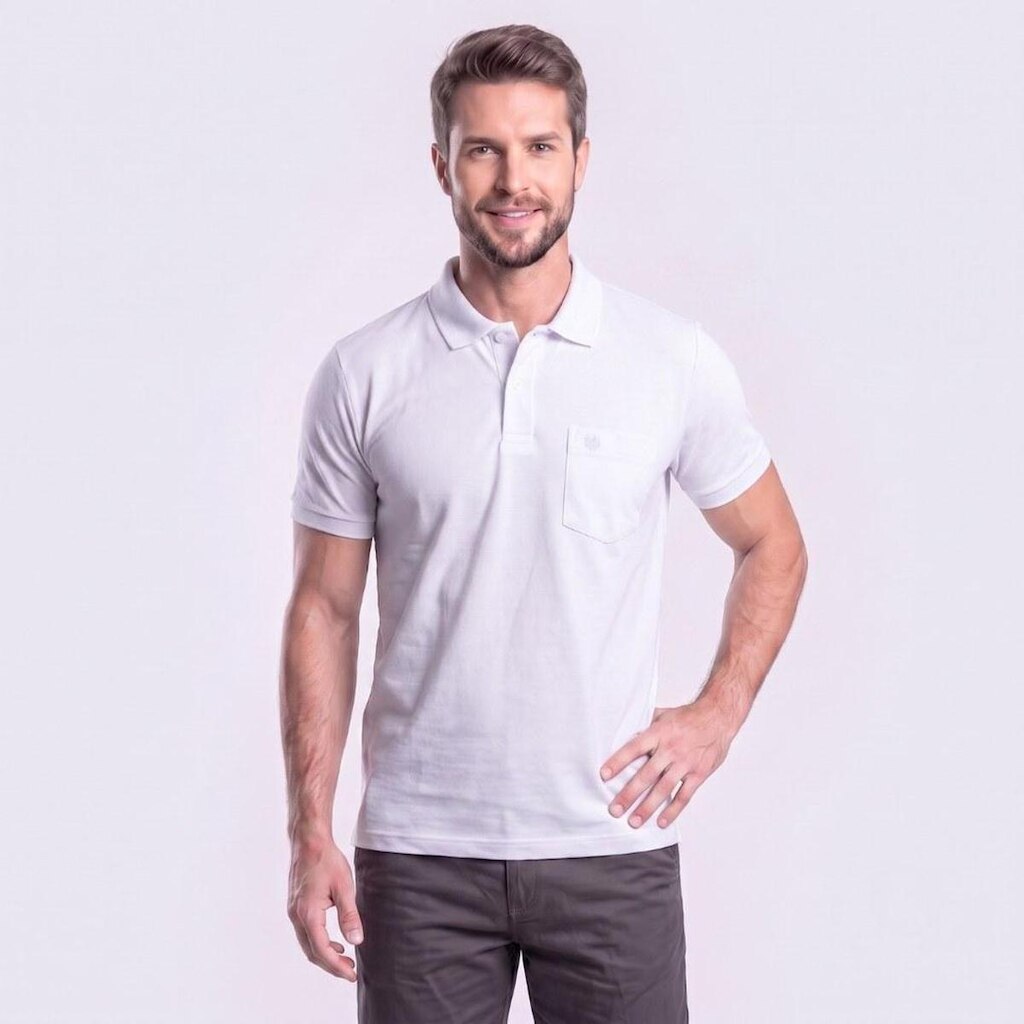 Camisa Polo Masculina Piquet Manga Curta Básica Mac Giant