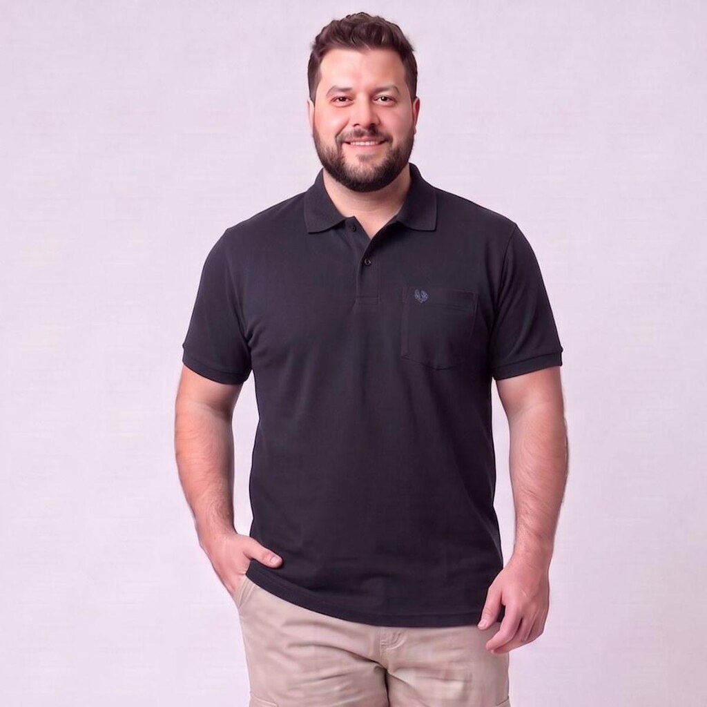 Camisa Polo Masculina Piquet Plus Size Manga Curta Mac Giant