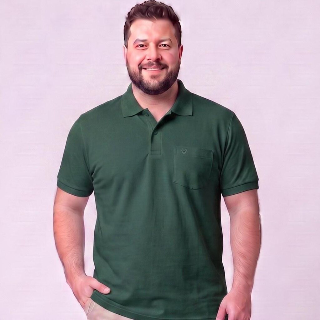 Camisa Polo Masculina Piquet Plus Size Manga Curta Mac Giant